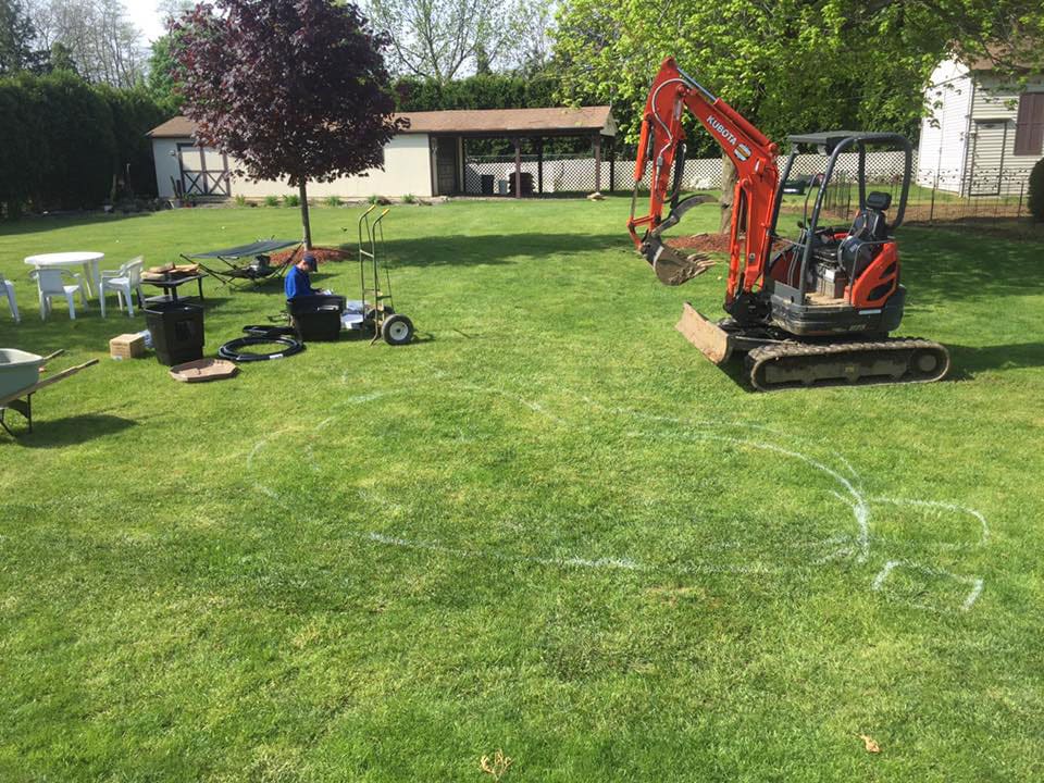 Custom pond build in process, step 1