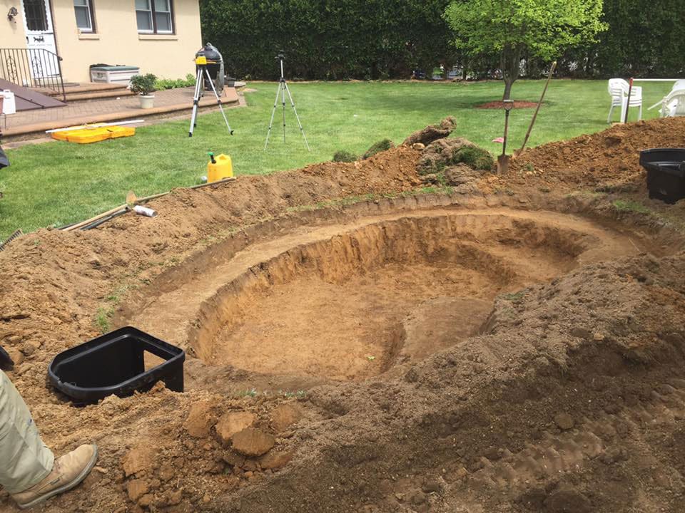 Custom pond build in process, step 2