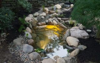 River rock pond with LED Lights