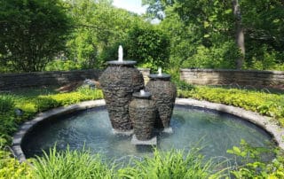 Triple slate fountain urns